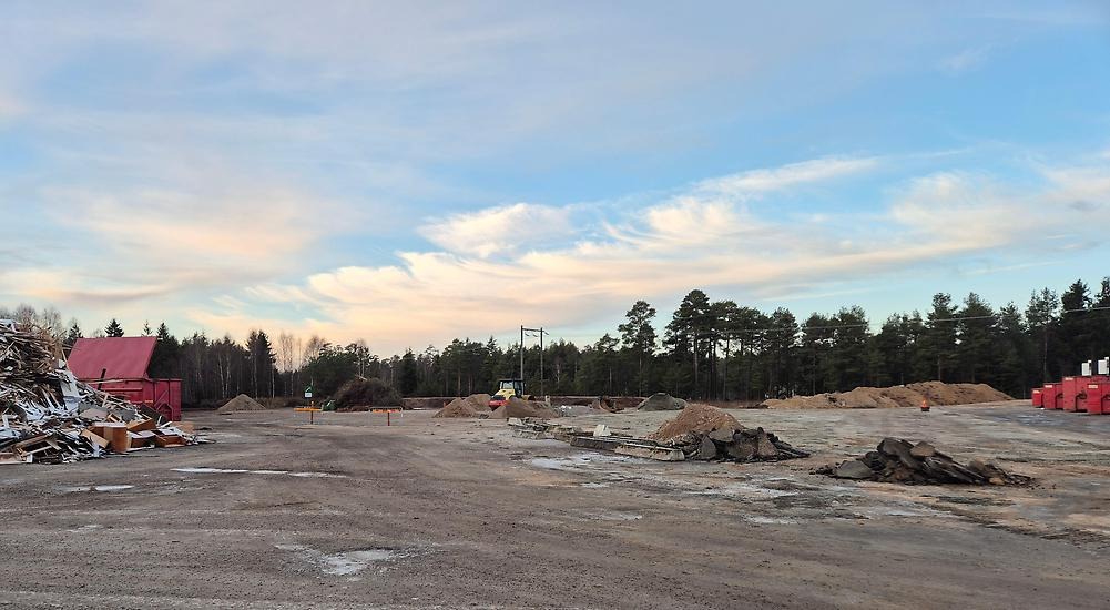 Byggarbetsplats på Gislaveds återvinningscentral.