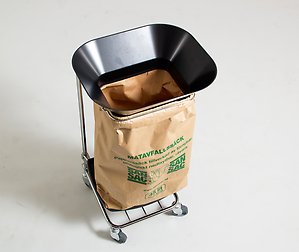Matavfallstratt till vagn med säckhållare.