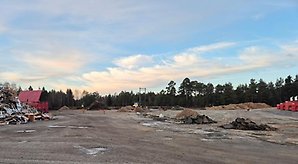 Byggarbetsplats på Gislaveds återvinningscentral.